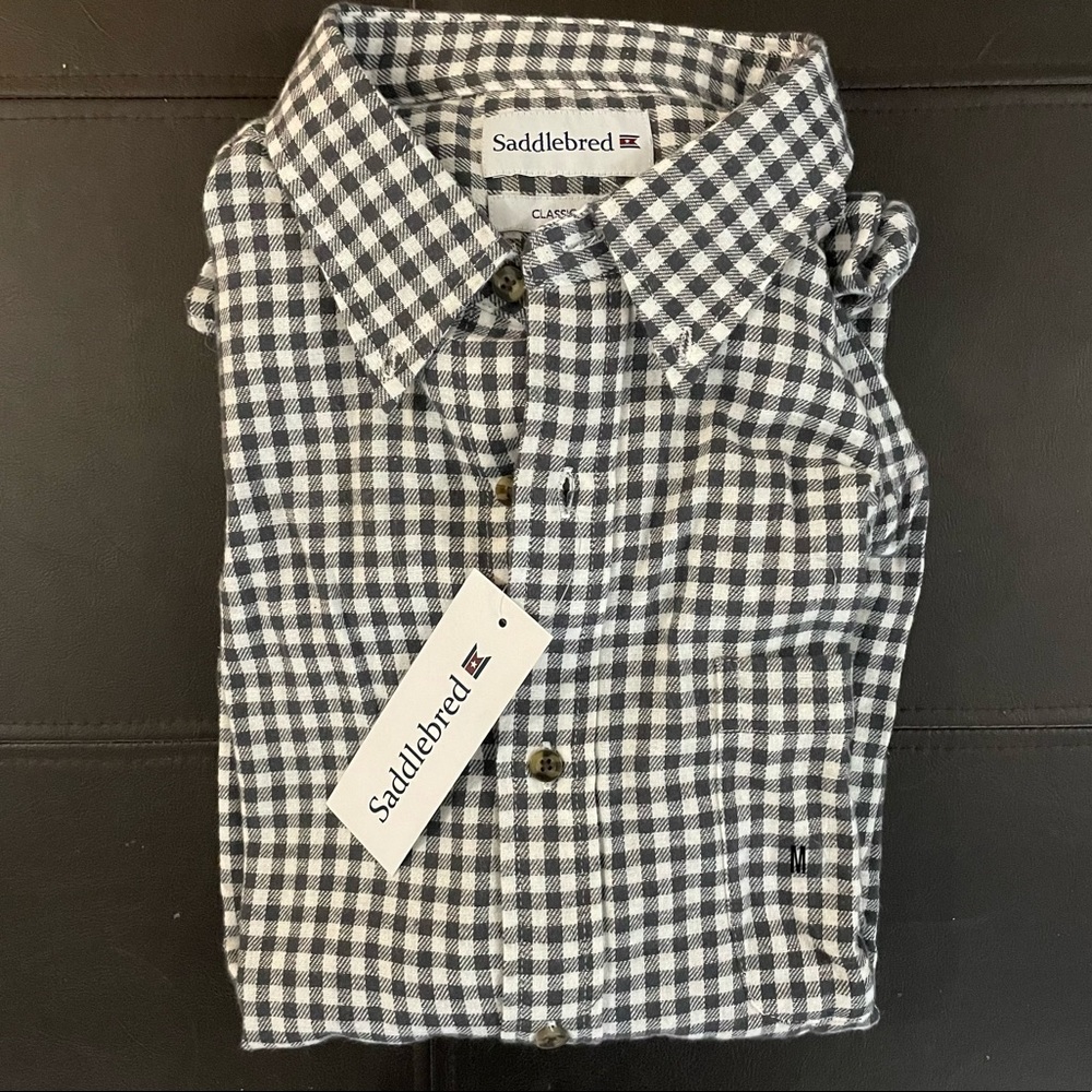 Saddlebred Long Sleeve Black & White Checkered Flannel